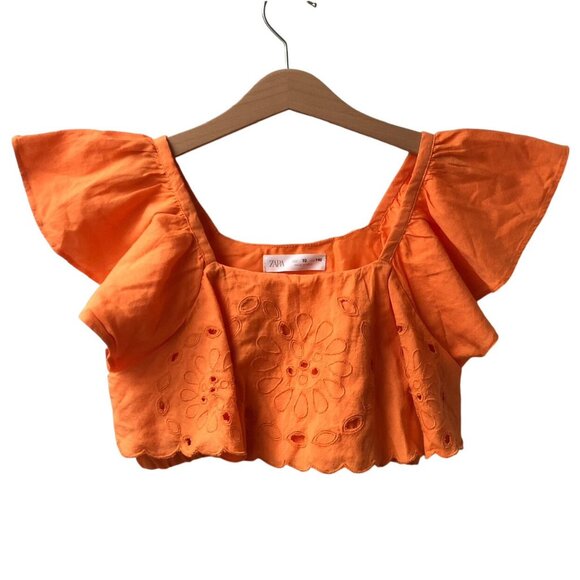 Zara Other - Zara Embroidered Eyelet Crop Top